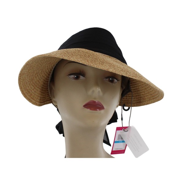 Vince Camuto Natural Sun Visor with Elastic Back & Bow $38 Tags  $38 Tag #HT230 - Picture 1 of 4